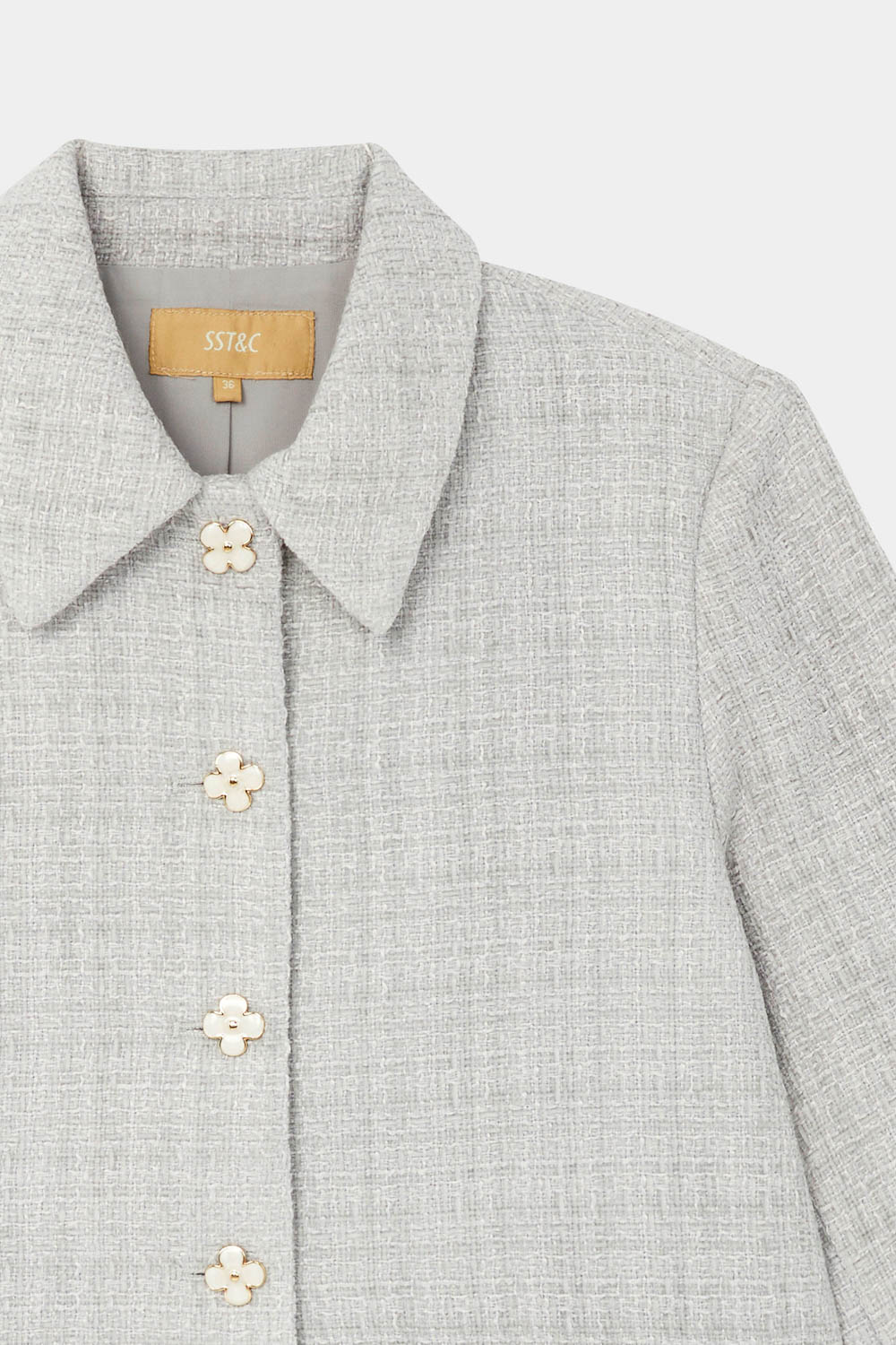 SST&C Xiaoxiangfeng Silver Gray Duffle Lapel Short Coat | 8162310001  (Outlet)_6