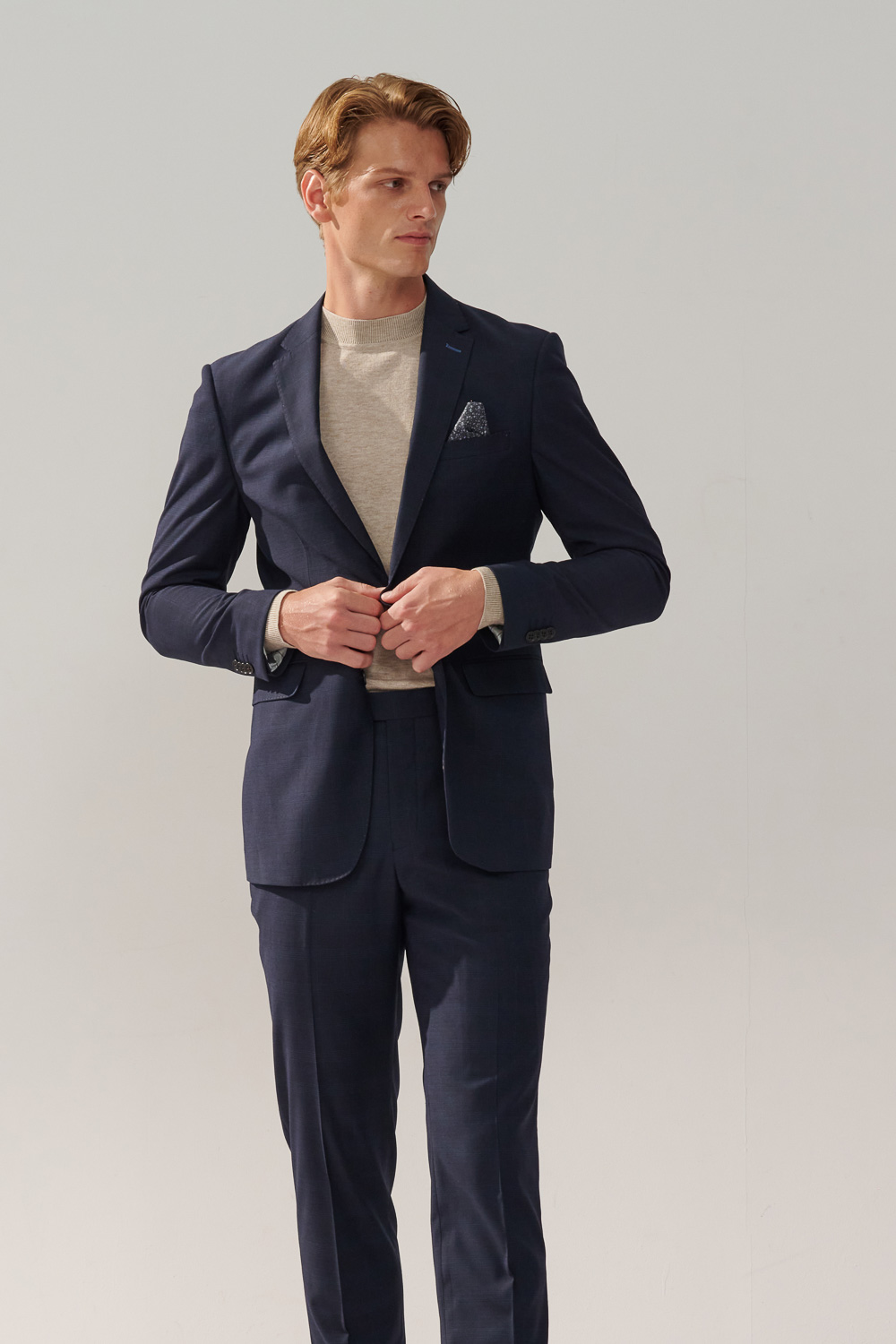 SST&C Navy Check Pattern Slim Fit Suit Jacket | 0112310002  (Outlet)_2