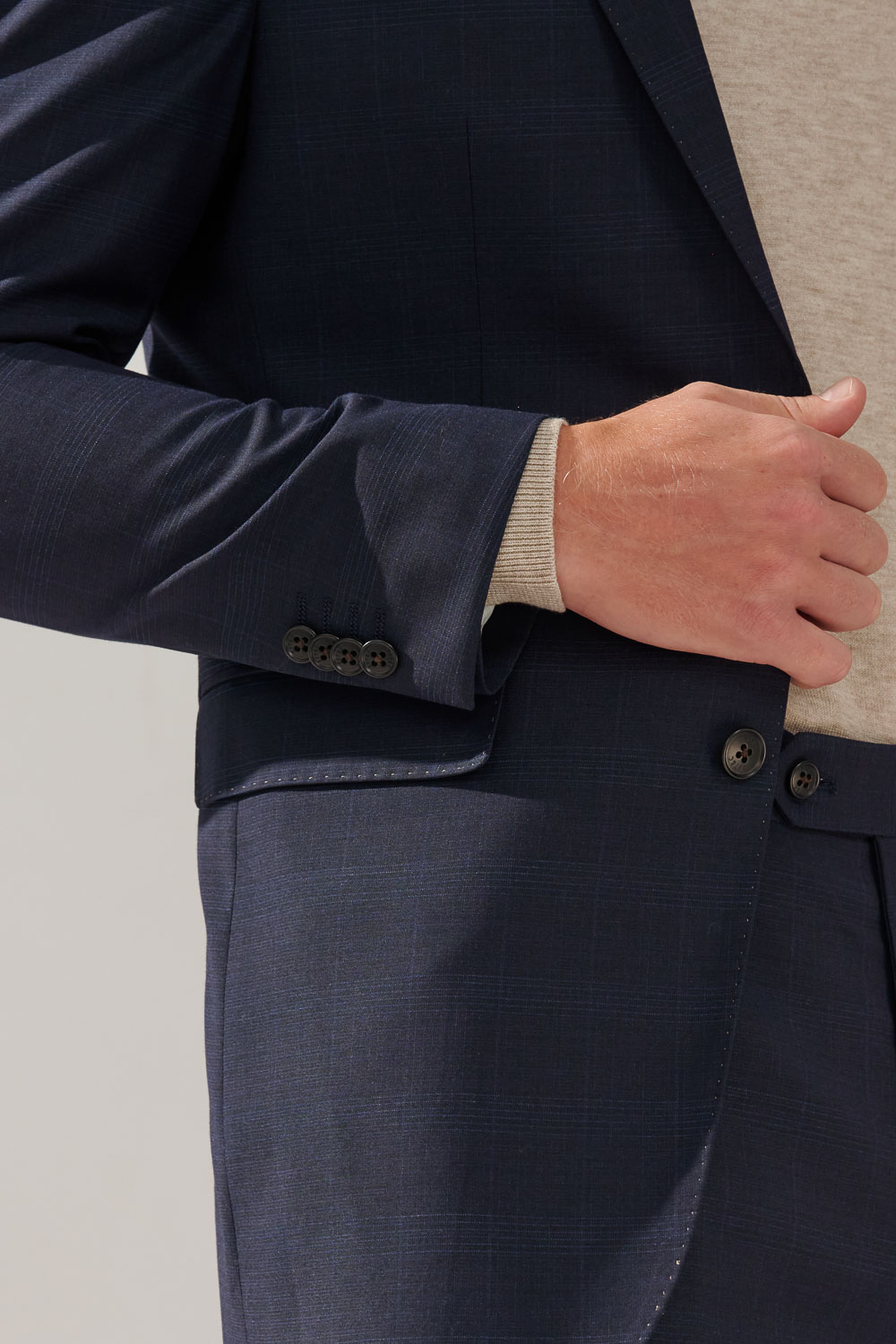 SST&C Navy Check Pattern Slim Fit Suit Jacket | 0112310002  (Outlet)_5