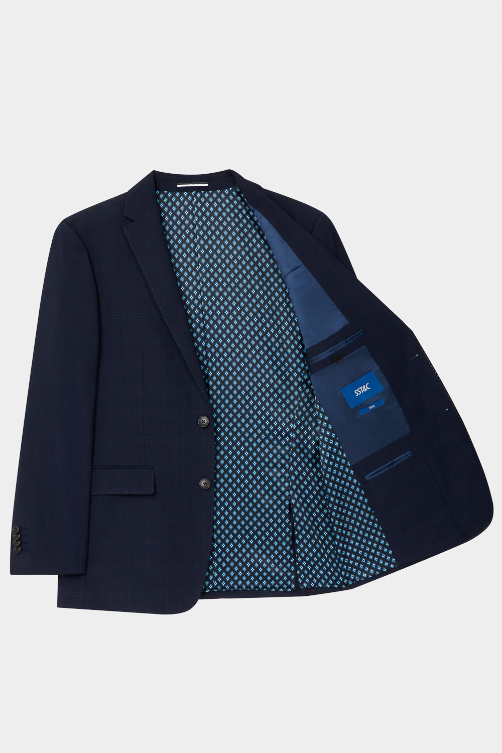 SST&C Navy Check Pattern Slim Fit Suit Jacket | 0112310002  (Outlet)_7