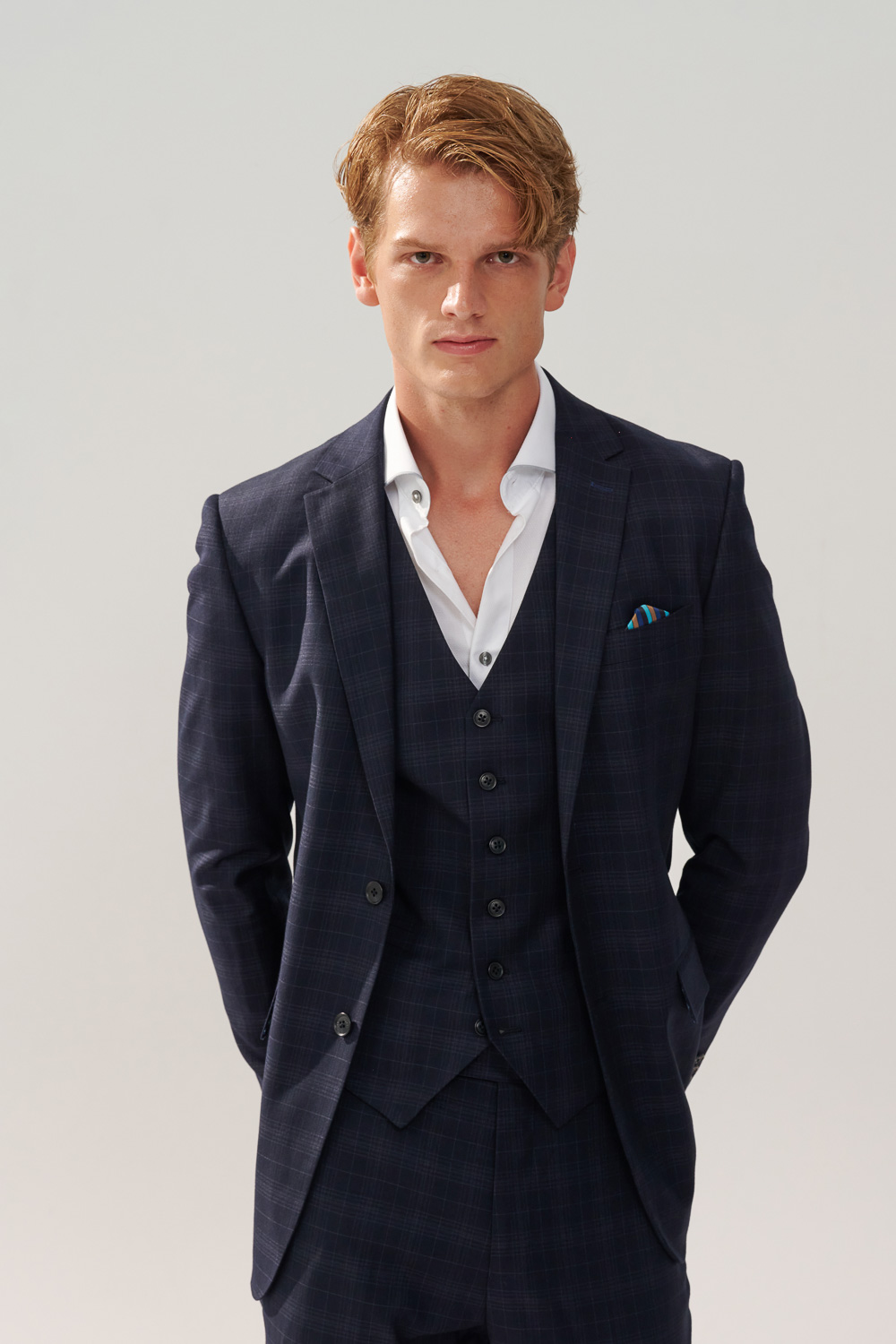 SST&C Navy Check Pattern Slim Fit Suit Jacket | 0112310006  (Outlet)_0
