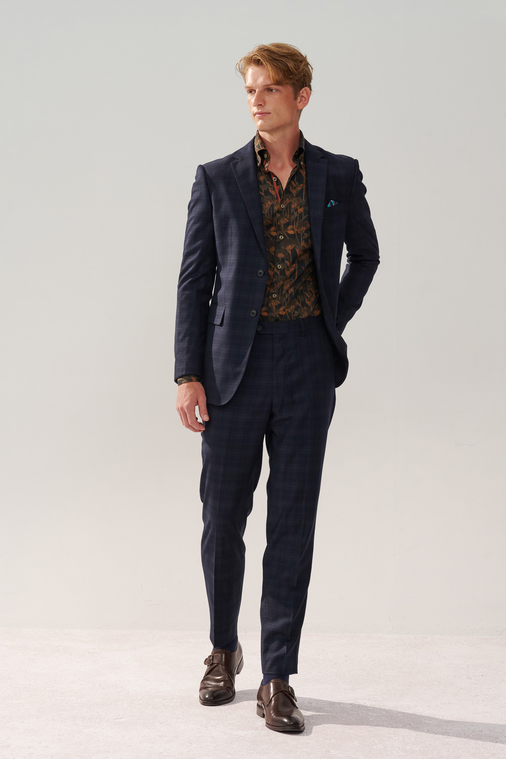 SST&C Navy Check Pattern Slim Fit Suit Jacket | 0112310006  (Outlet)_3