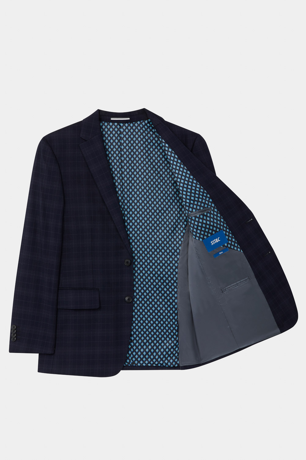 SST&C Navy Check Pattern Slim Fit Suit Jacket | 0112310006  (Outlet)_7