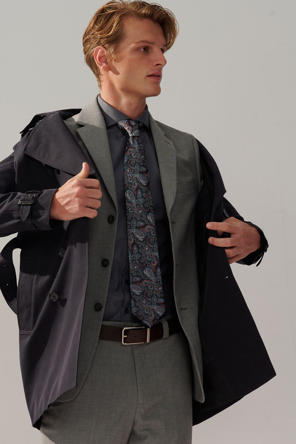 SST&C Light Gray Textured Tailor-Fit Suit Jacket | 0112310008  (Outlet)_4
