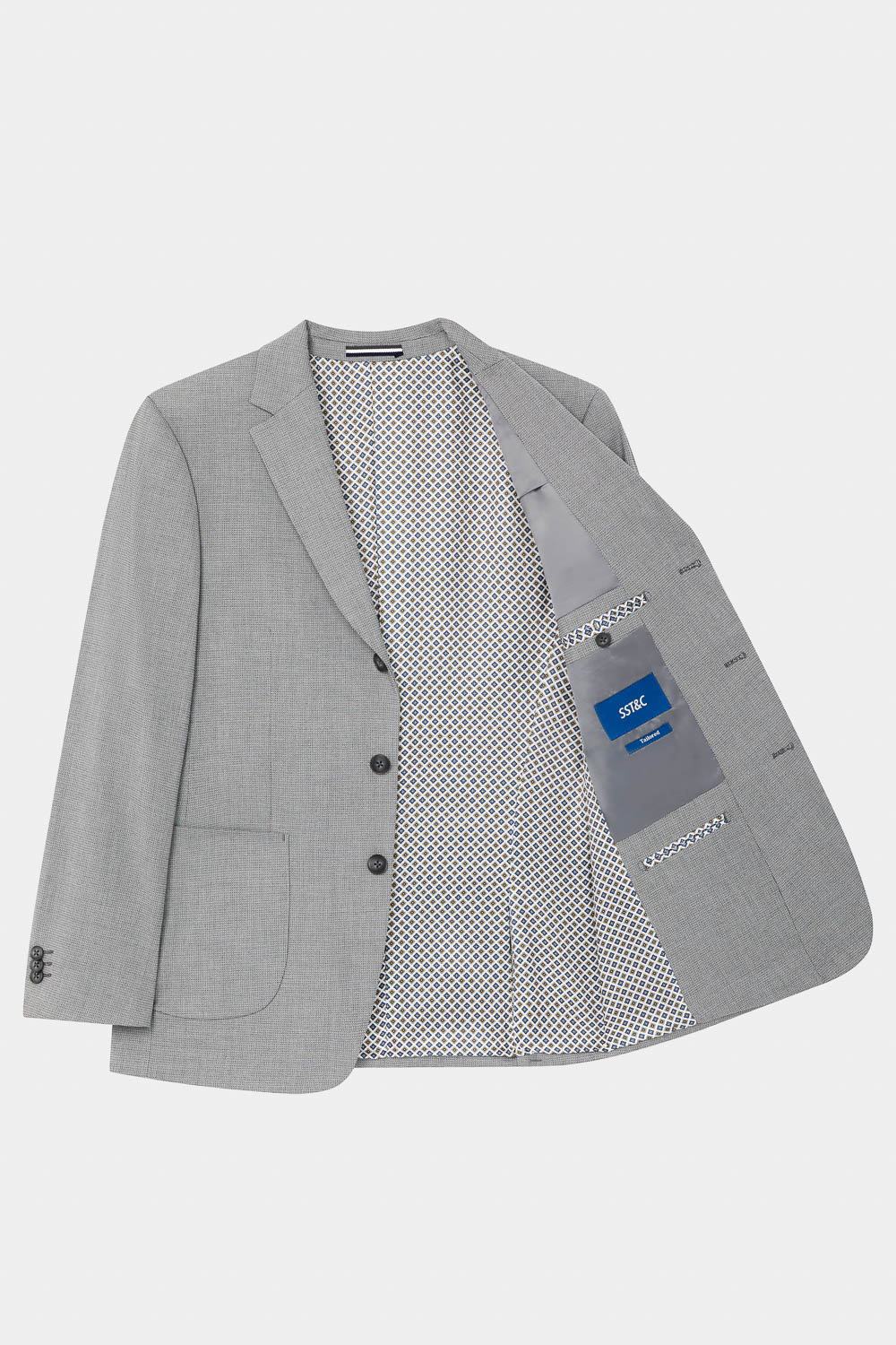 SST&C Light Gray Textured Tailor-Fit Suit Jacket | 0112310008  (Outlet)_5
