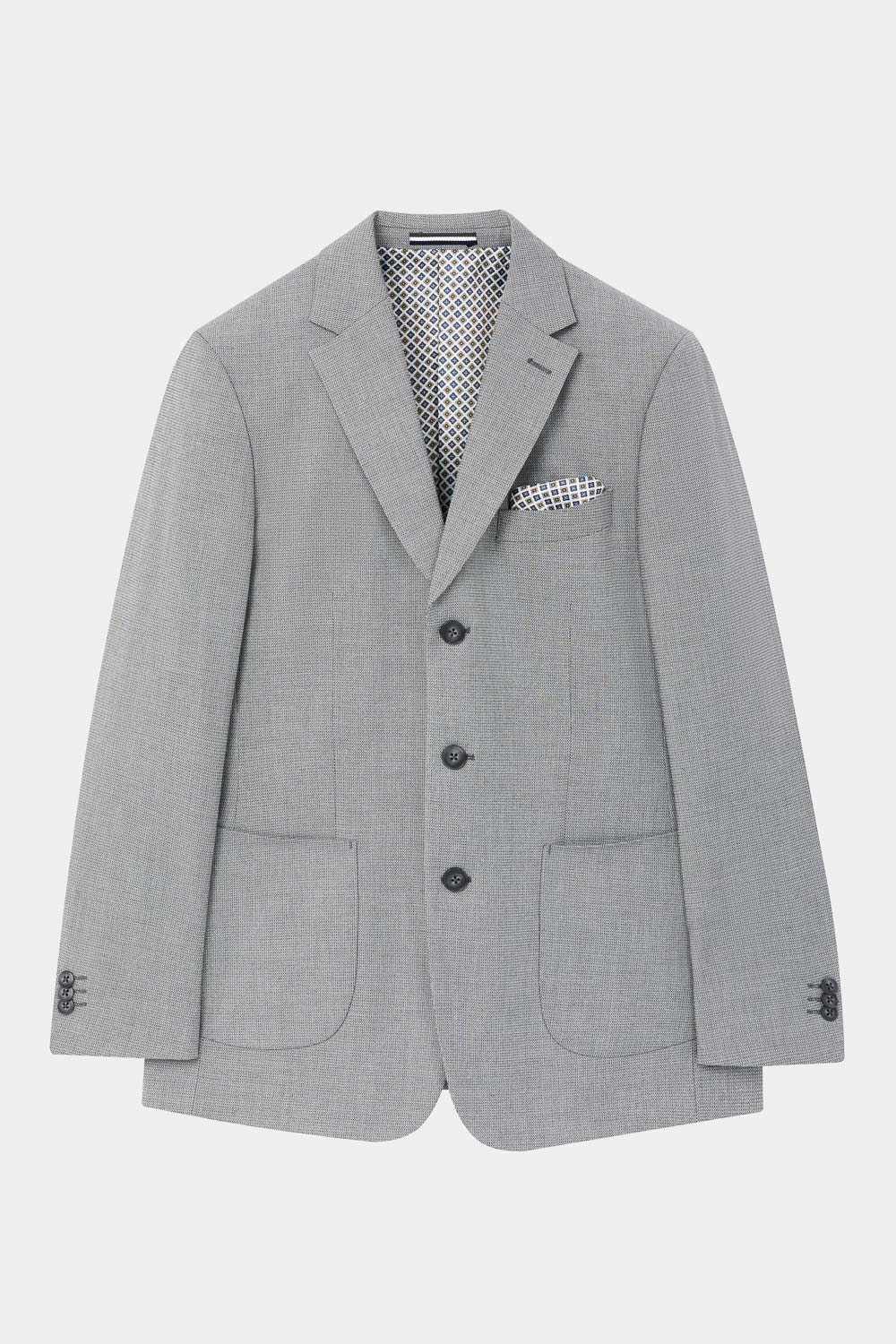 SST&C Light Gray Textured Tailor-Fit Suit Jacket | 0112310008  (Outlet)_6