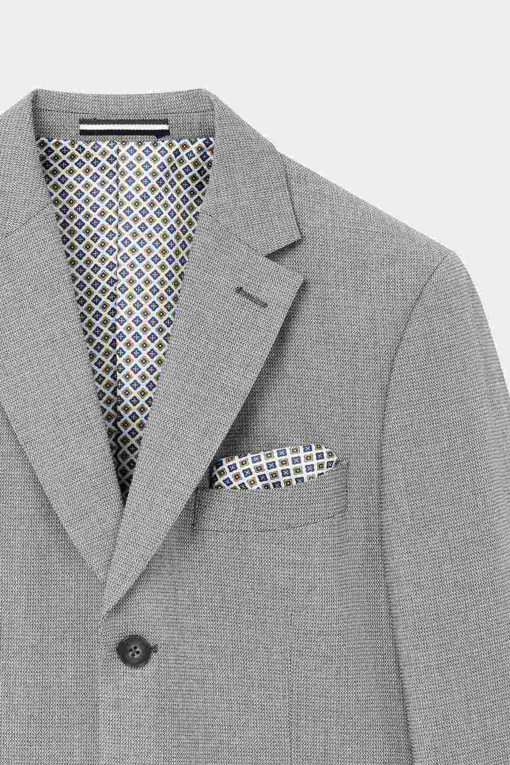 SST&C Light Gray Textured Tailor-Fit Suit Jacket | 0112310008  (Outlet)_8