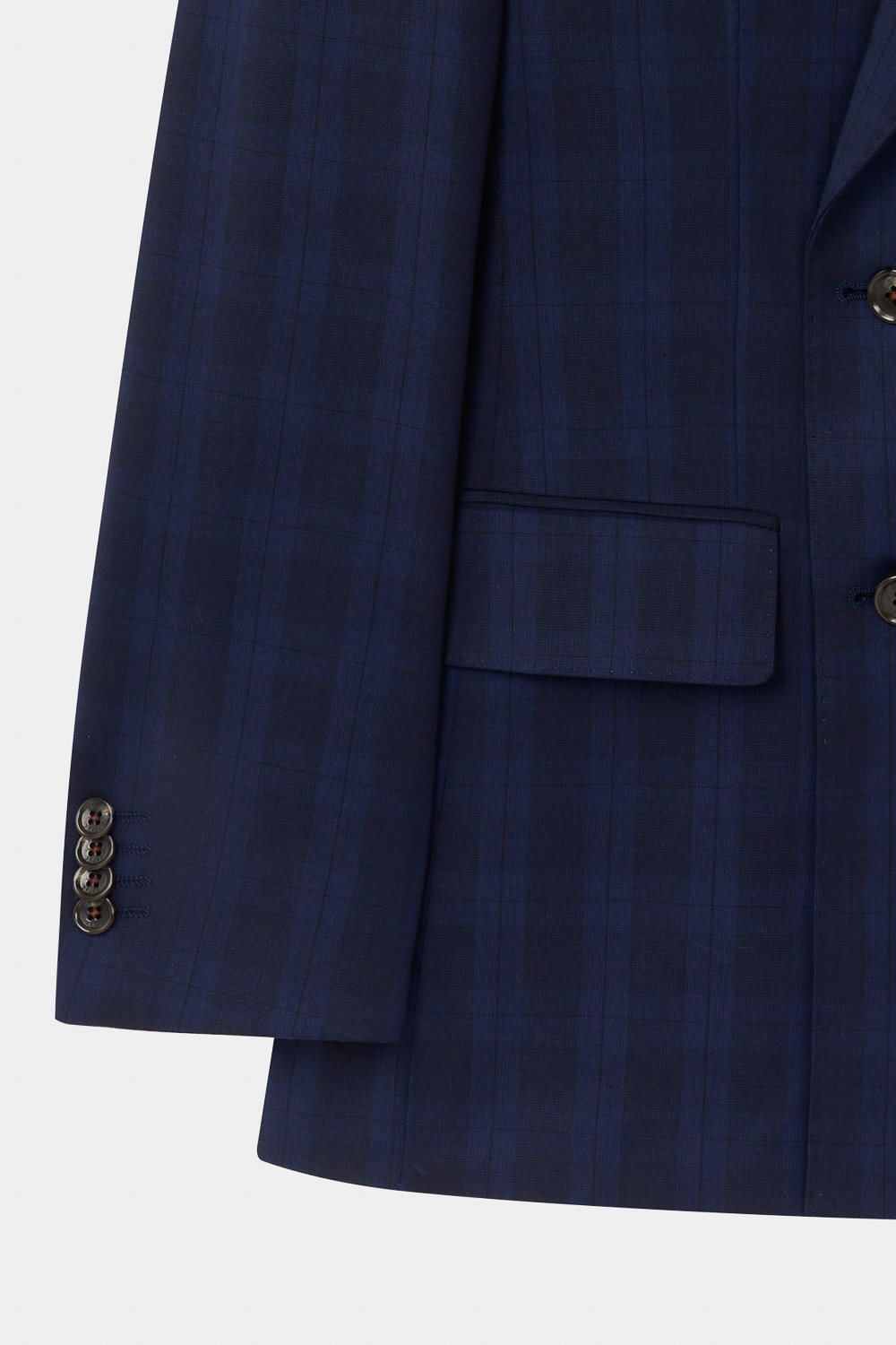 SST&C Navy Check Pattern Tailor-Fit Double-Breasted Suit Jacket | 0112310009  (Outlet)_9