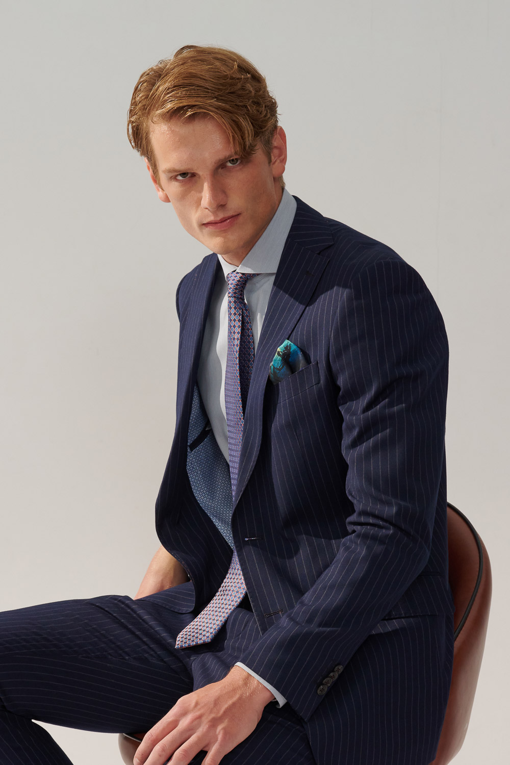 SST&C Navy Striped Pattern Slim Fit Suit Jacket | 0112310001  (Outlet)_0