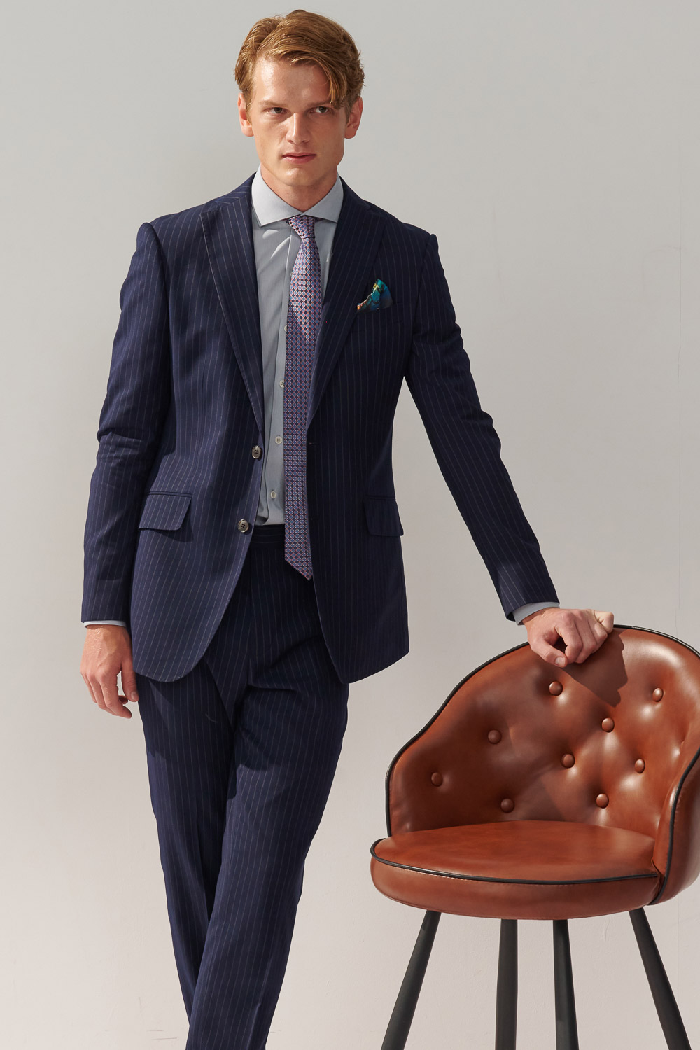 SST&C Navy Striped Pattern Slim Fit Suit Jacket | 0112310001  (Outlet)_1