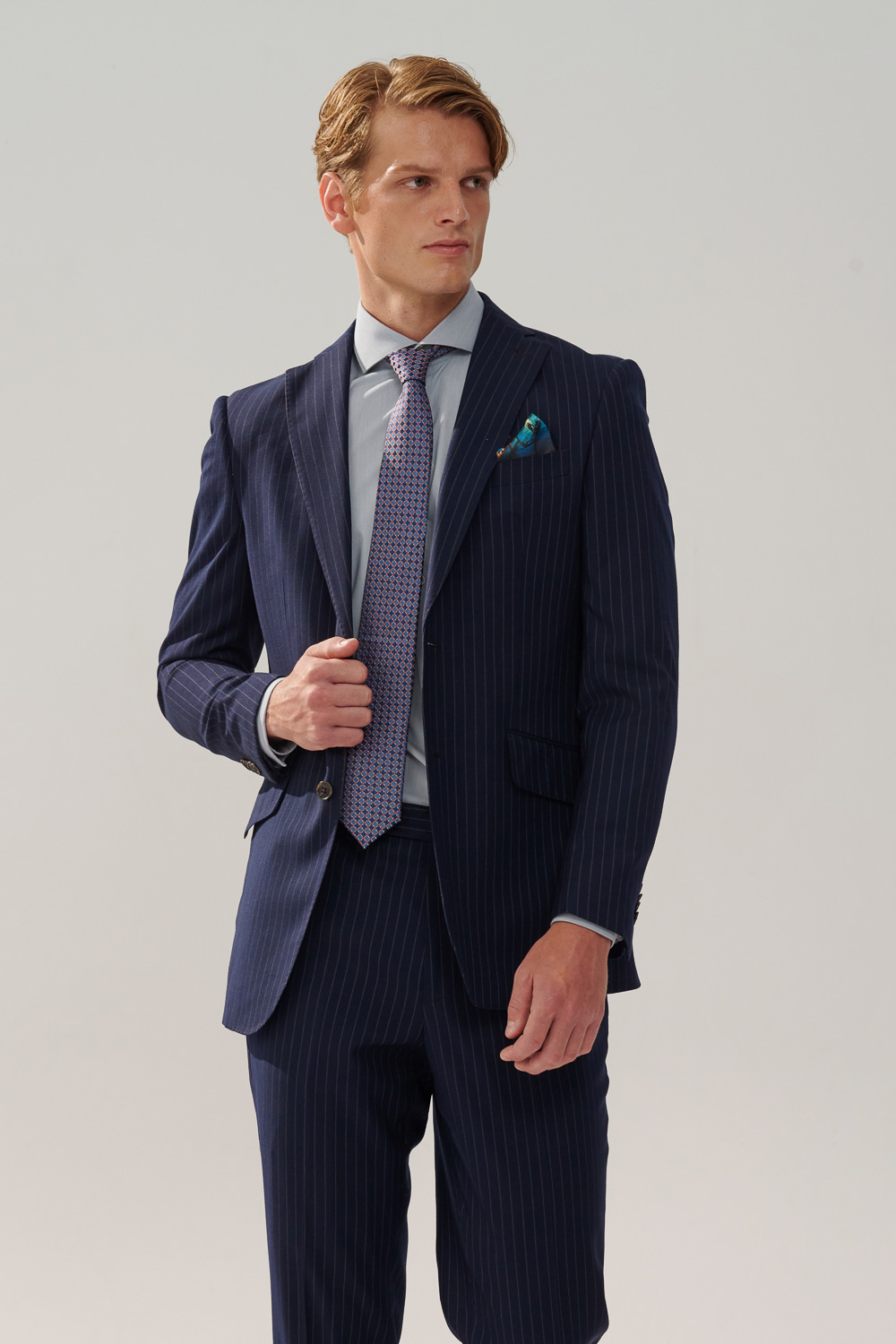 SST&C Navy Striped Pattern Slim Fit Suit Jacket | 0112310001  (Outlet)_3