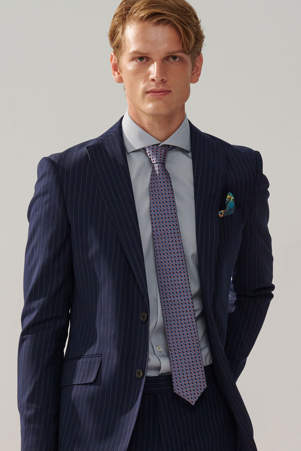 SST&C Navy Striped Pattern Slim Fit Suit Jacket | 0112310001  (Outlet)_4