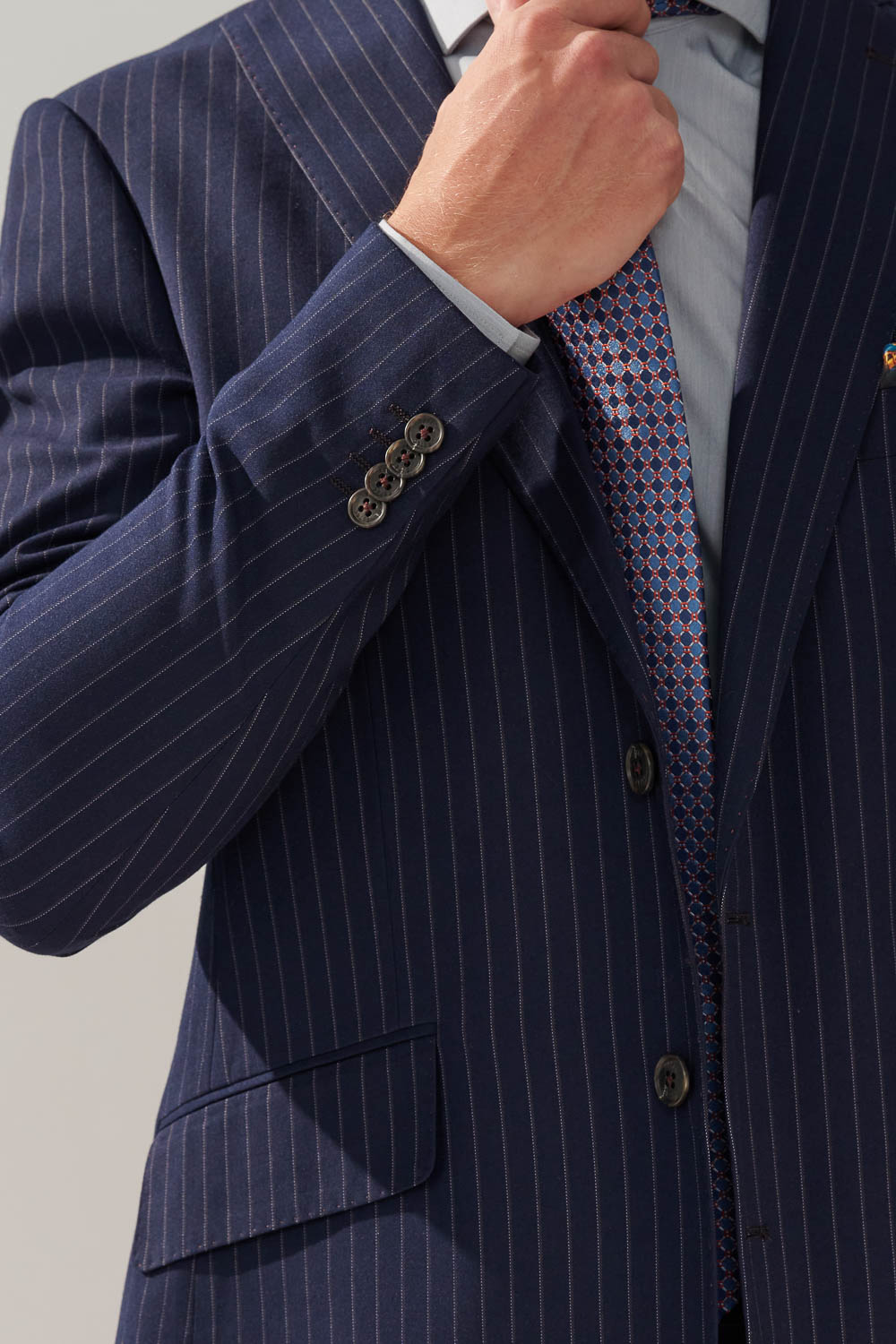 SST&C Navy Striped Pattern Slim Fit Suit Jacket | 0112310001  (Outlet)_5