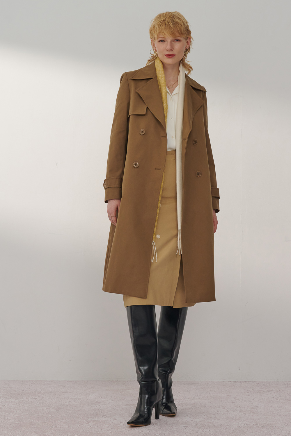SST&C Khaki Breasted Long Skirt | 8362310005  (Outlet)_3