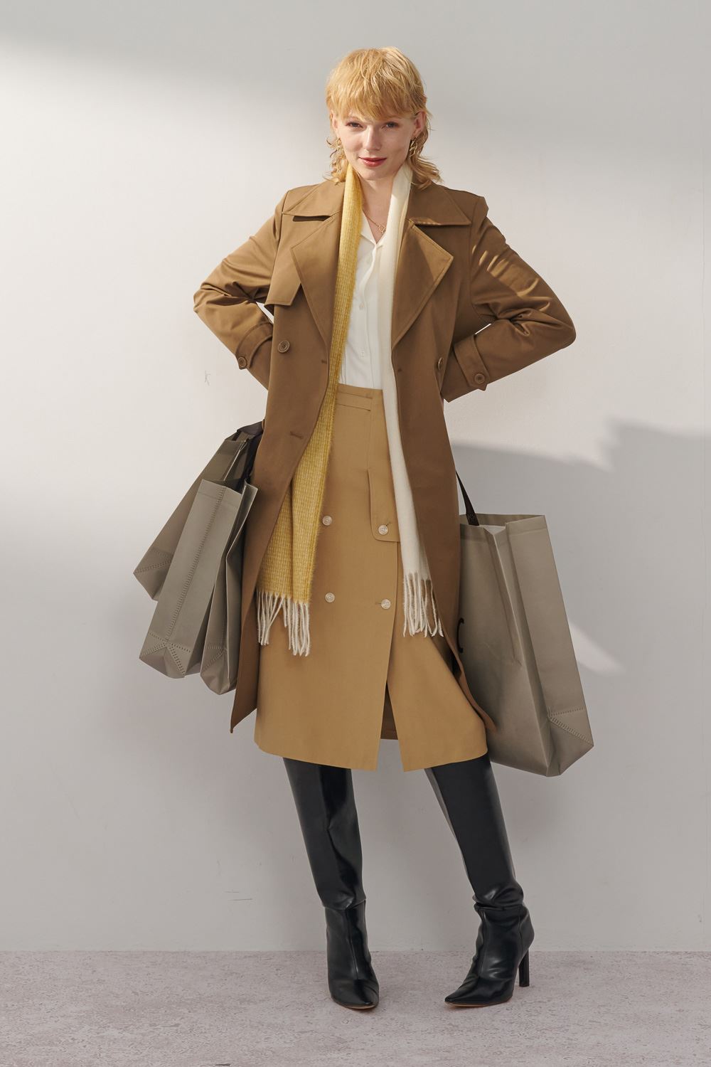 SST&C Khaki Breasted Long Skirt | 8362310005  (Outlet)_4