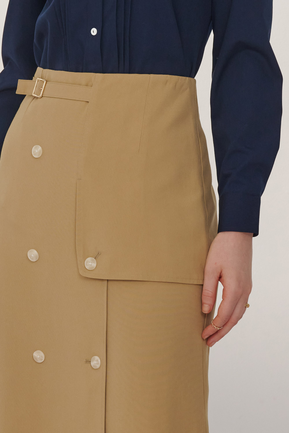SST&C Khaki Breasted Long Skirt | 8362310005  (Outlet)_5
