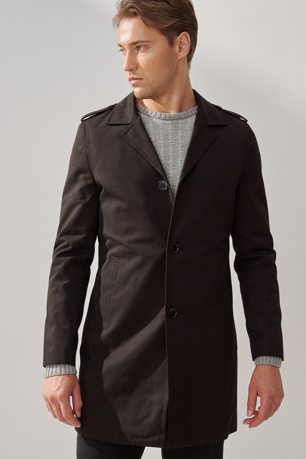 SST&C Black Single Breasted Trench Coat | 5012310003  (Outlet)_2
