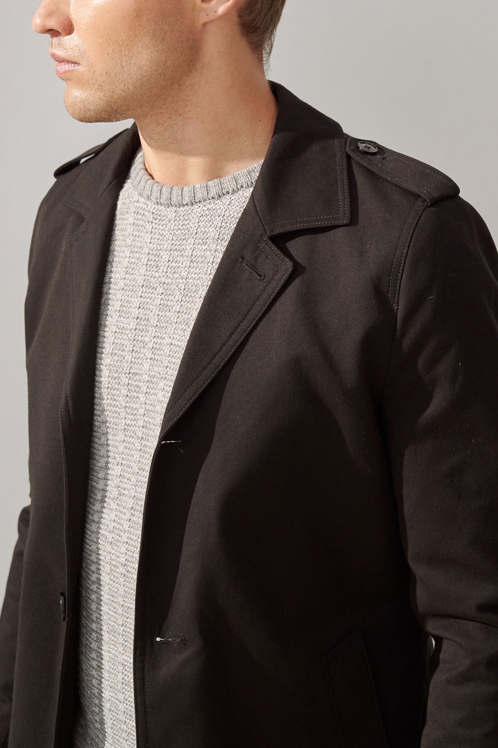 SST&C Black Single Breasted Trench Coat | 5012310003  (Outlet)_5
