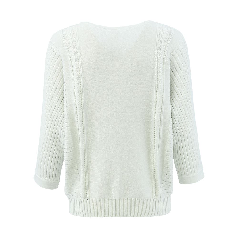ILEY伊蕾 金蔥縷空七分袖針織上衣(銀色；M-XL)1233465003_5