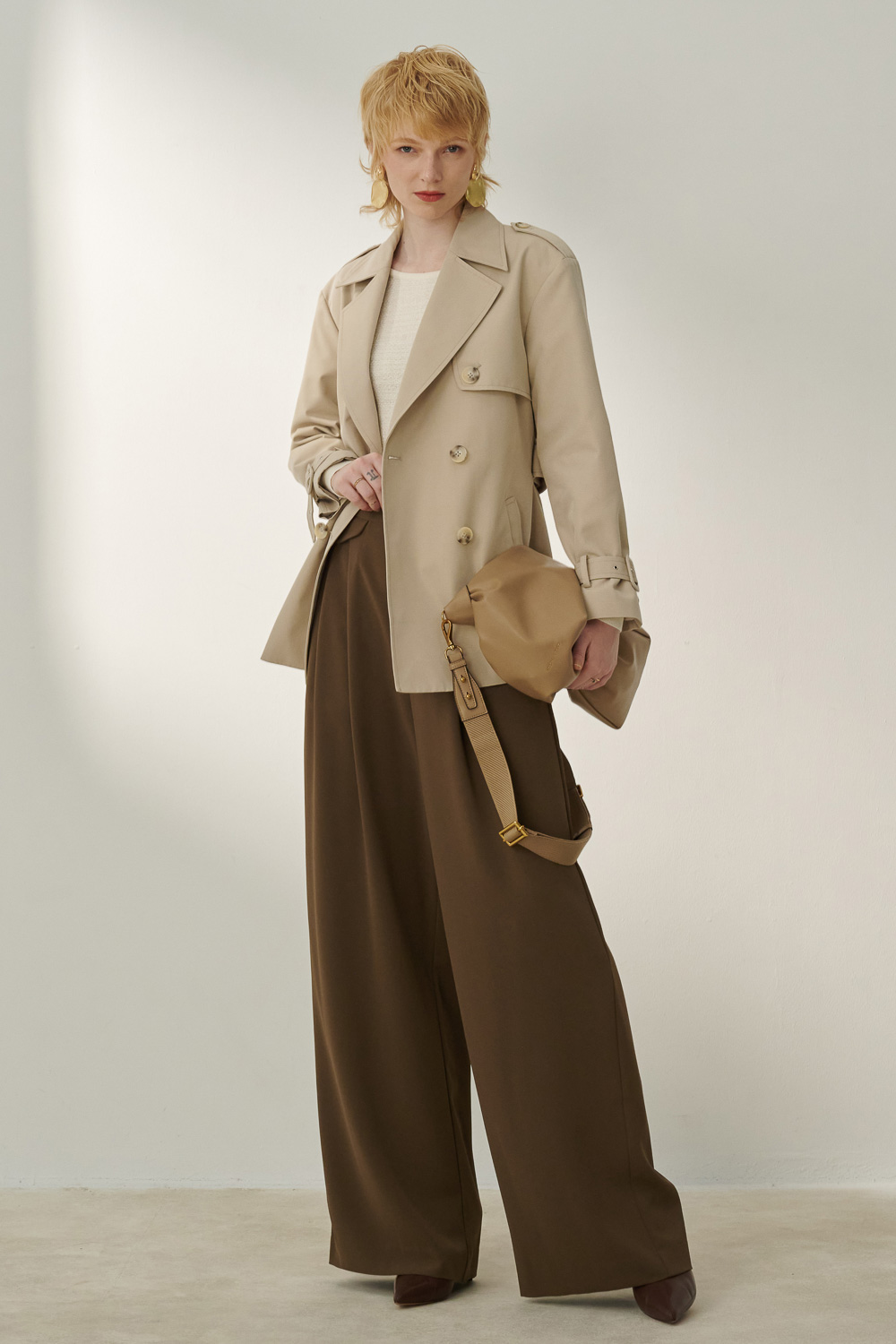 SST&C #Online Exclusive  Gray Coffee Mid-Rise Pleated Wide Trousers | 8262310003  (Outlet)_3