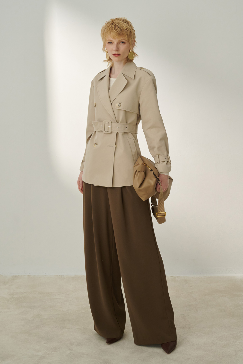 SST&C #Online Exclusive  Gray Coffee Mid-Rise Pleated Wide Trousers | 8262310003  (Outlet)_4