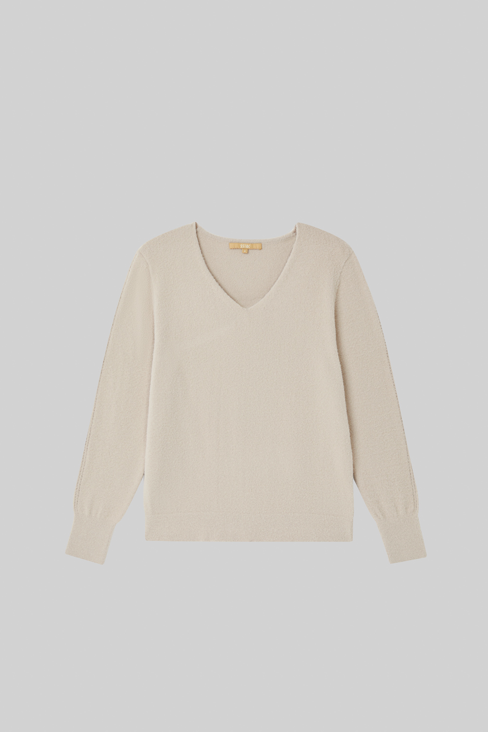 SST&C Brown Gray V-Neck Plush Sweater | 8662310002  (Outlet)_7