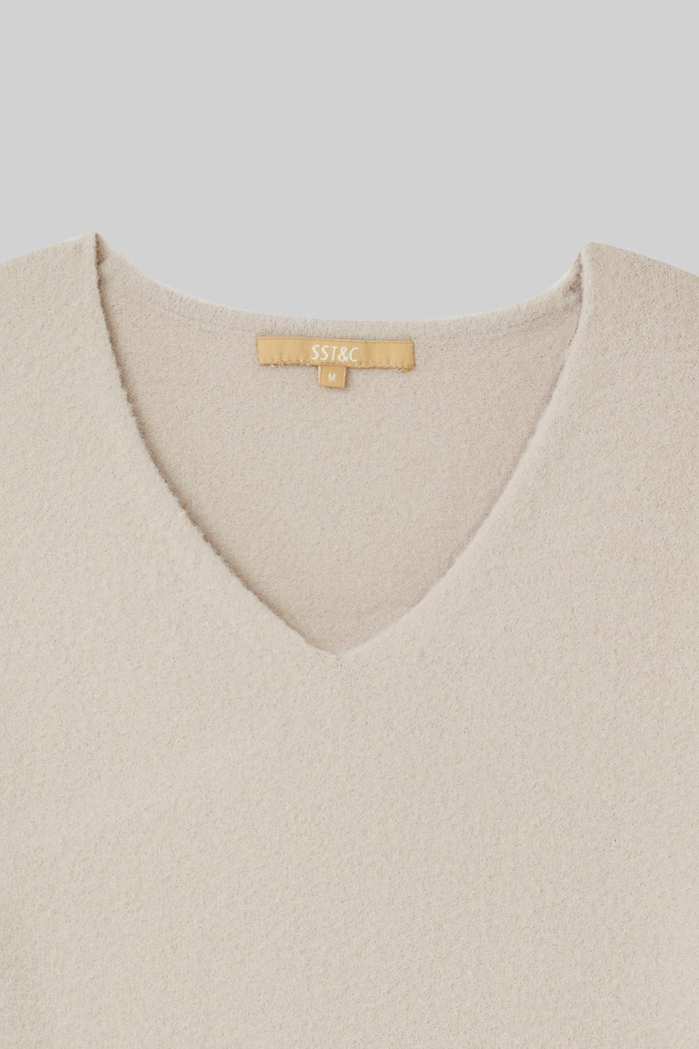 SST&C Brown Gray V-Neck Plush Sweater | 8662310002  (Outlet)_8