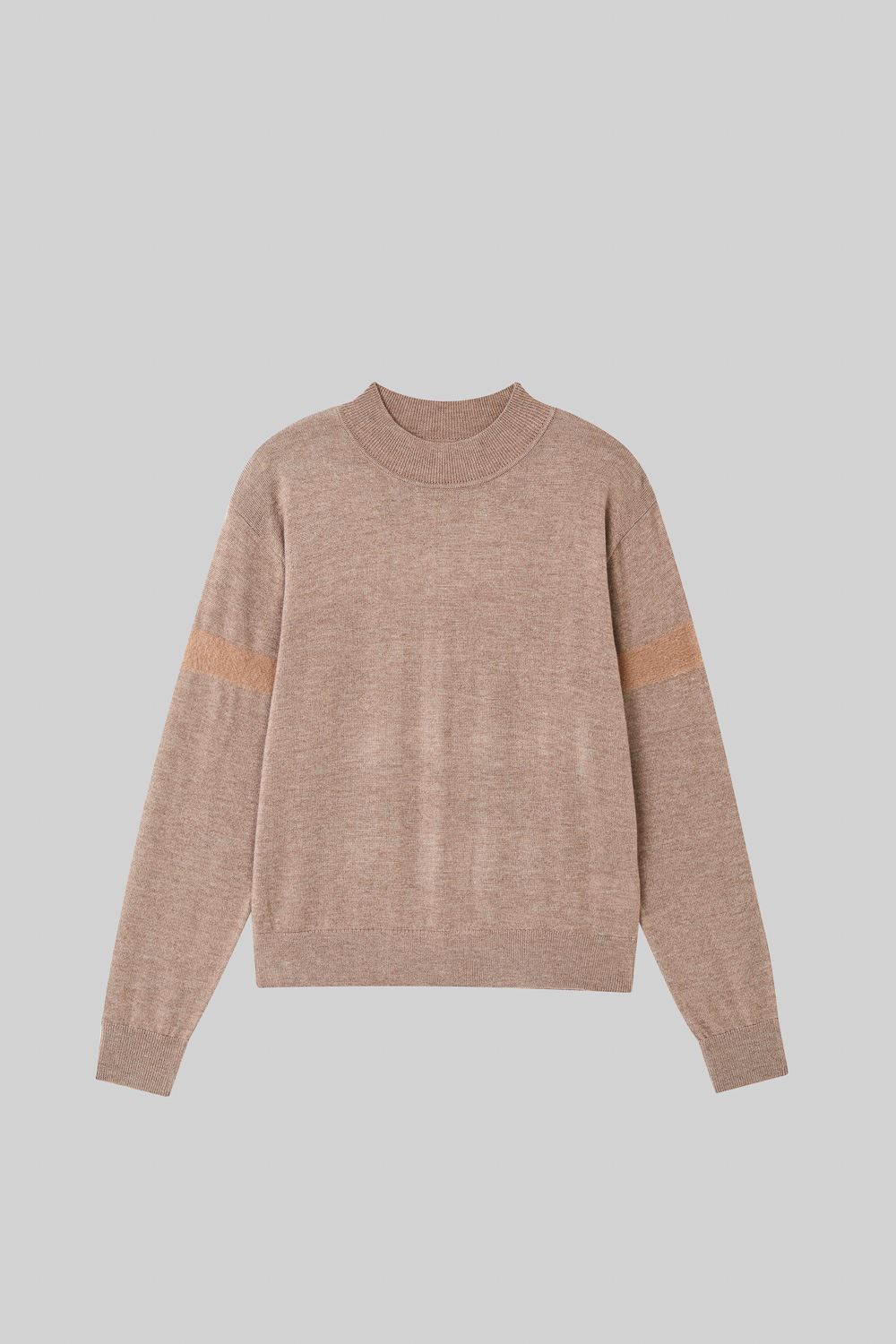 SST&C Camel Slightly High Collar Patchwork Plush Sleeve Sweater | 8662310005  (Outlet)_7