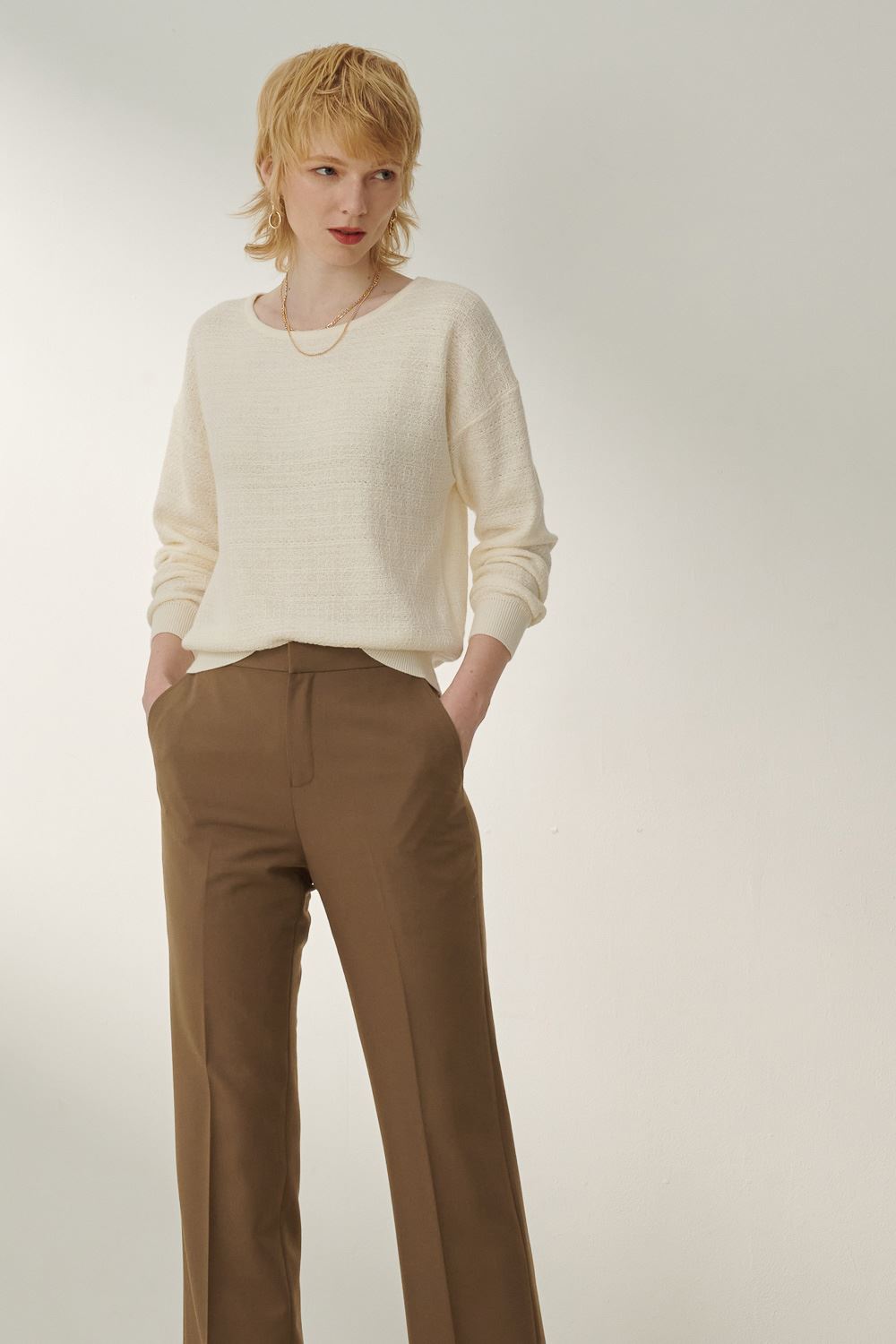 SST&C White Tweed Off-Shoulder Sweater | 8662310006  (Outlet)_1