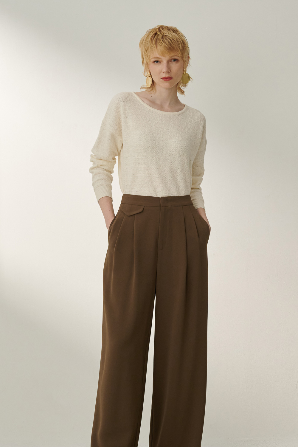SST&C White Tweed Off-Shoulder Sweater | 8662310006  (Outlet)_3