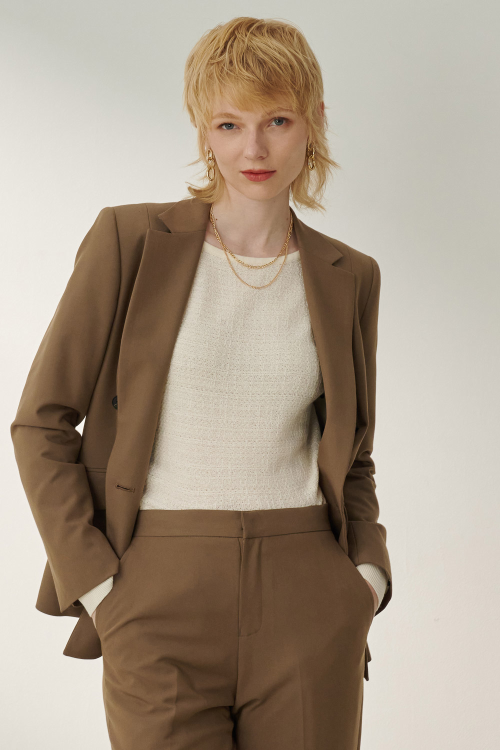 SST&C White Tweed Off-Shoulder Sweater | 8662310006  (Outlet)_5
