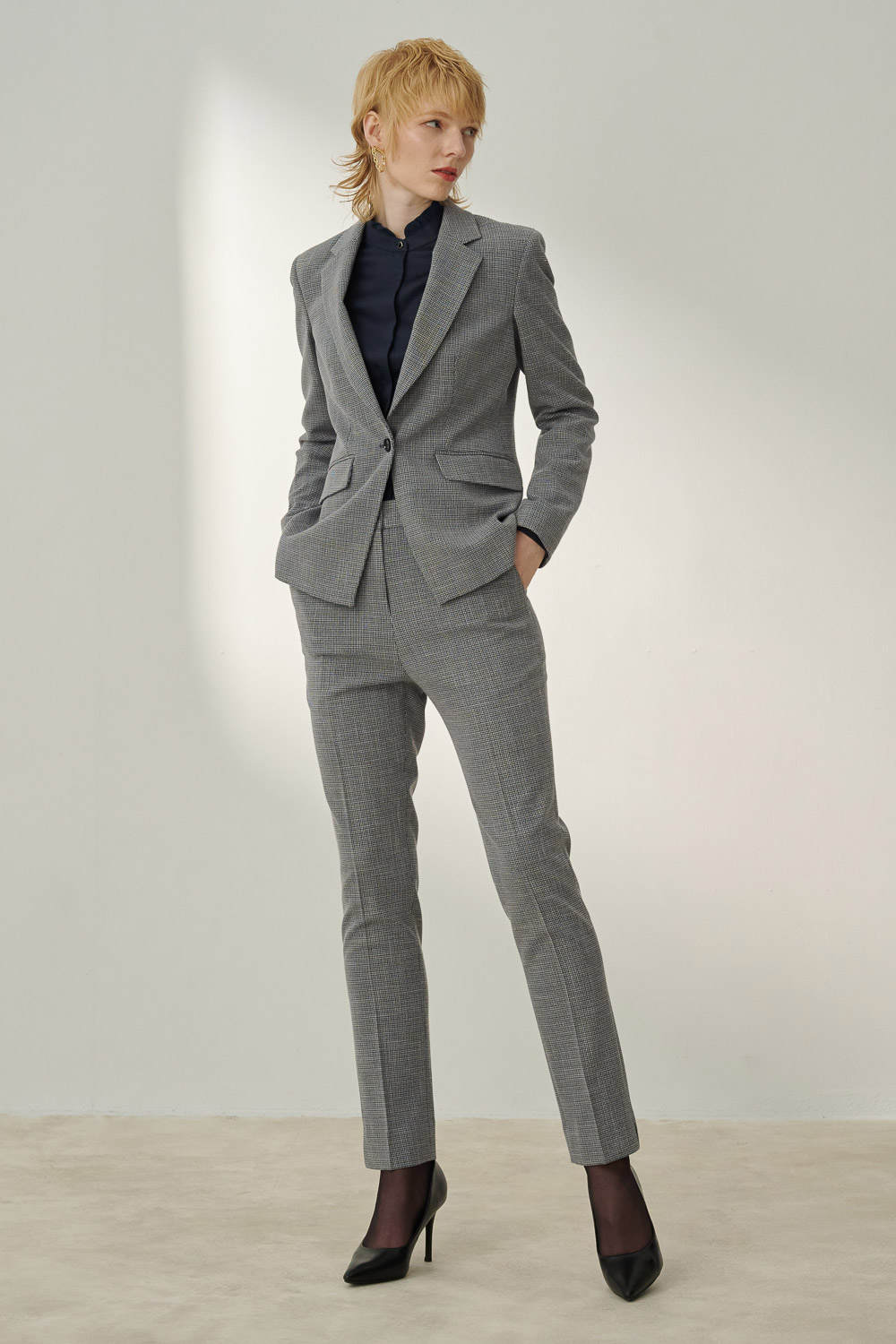 SST&C Gray Square Collar Suit Jacket | 7162310002  (Outlet)_3