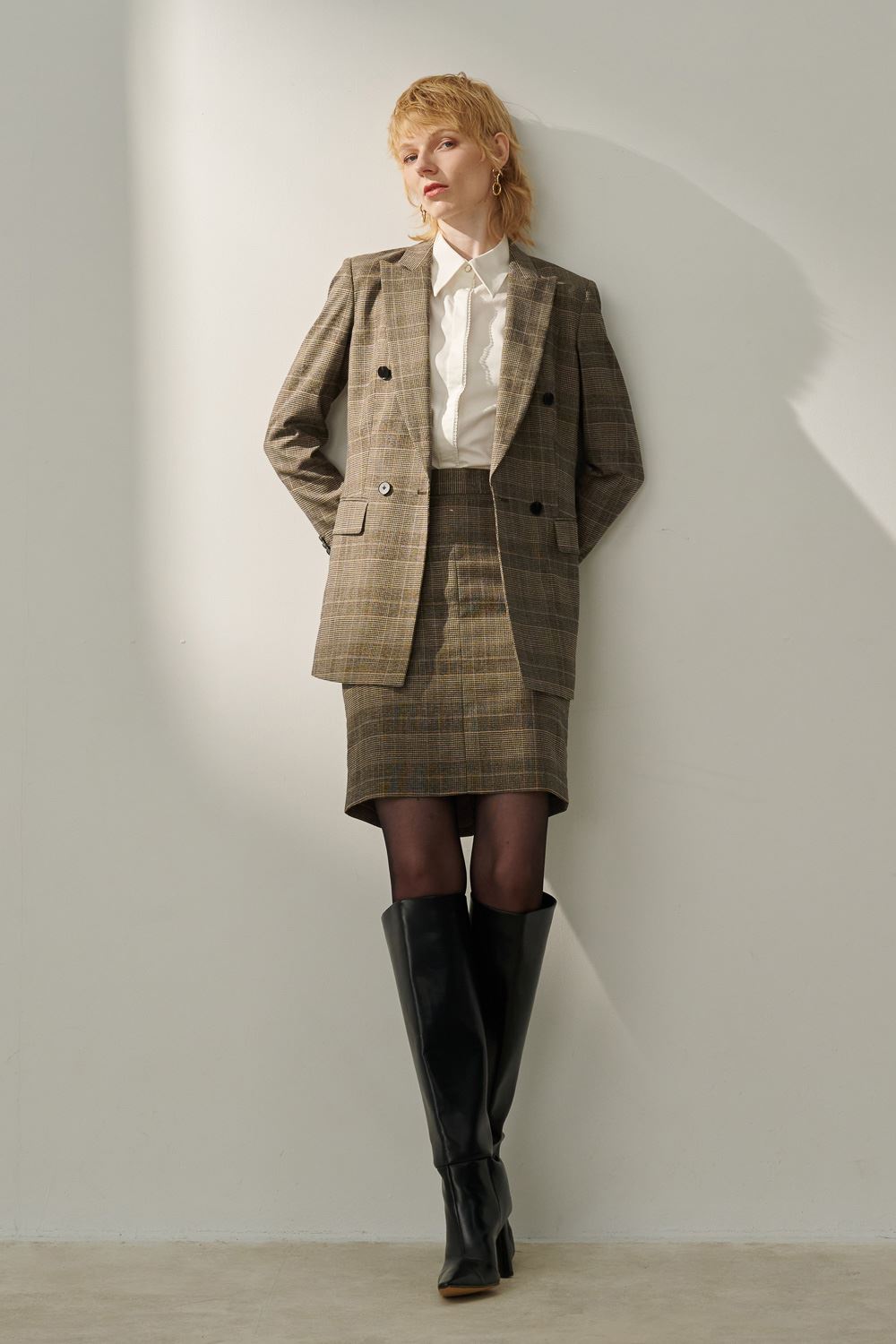 SST&C Brown Check Pattern Skirt | 7462310003  (Outlet)_6