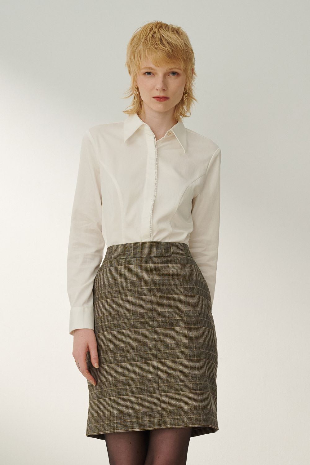 SST&C White Long Point Collar Slim Shirt | 7562310001  (Outlet)_1