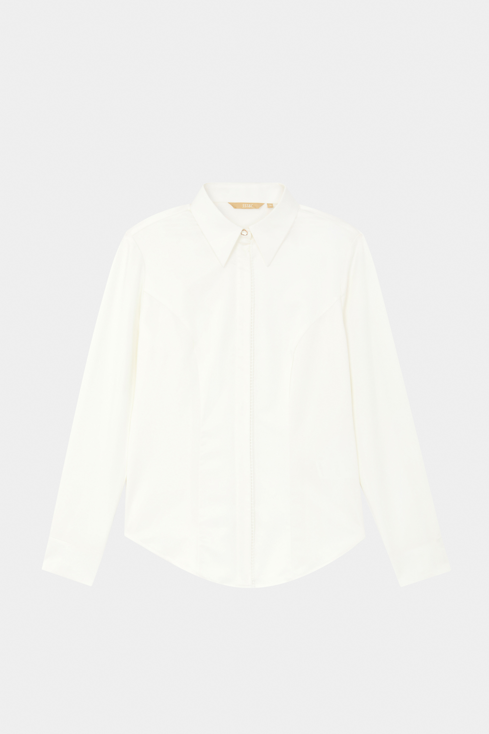 SST&C White Long Point Collar Slim Shirt | 7562310001  (Outlet)_7