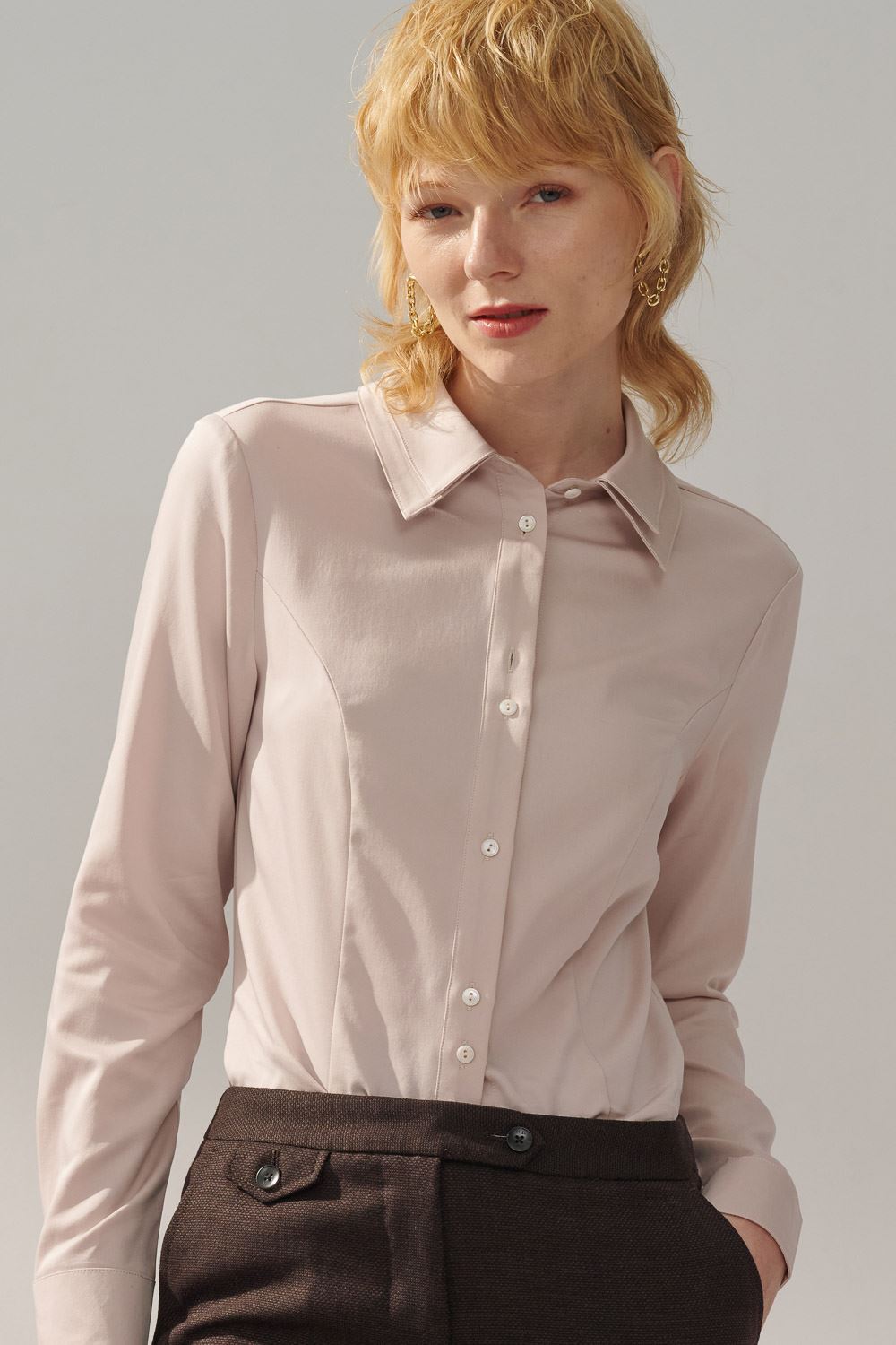 SST&C Mist Rose Pink Double Collar Slim Fit Shirt | 7562310005  (Outlet)_1