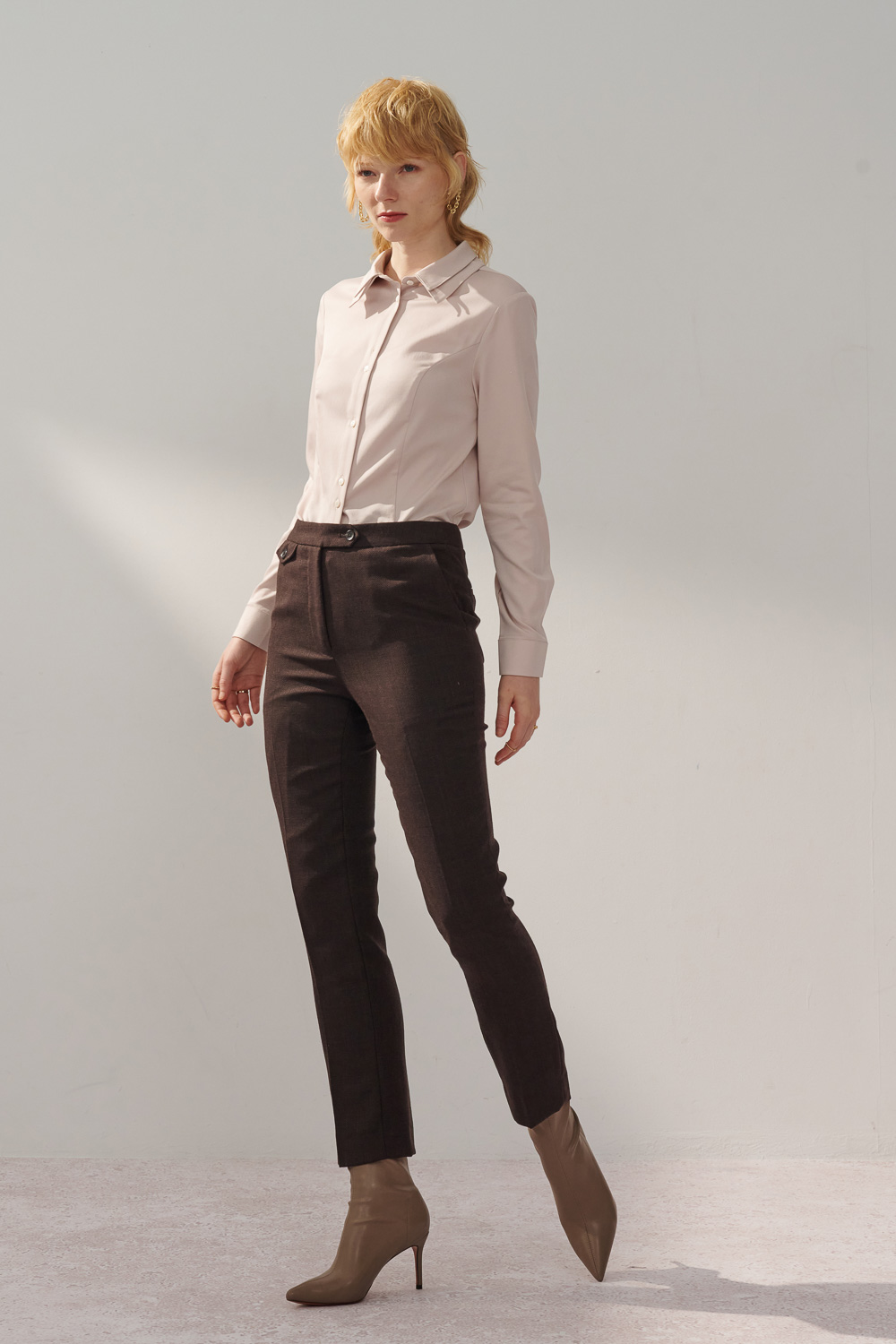 SST&C Mist Rose Pink Double Collar Slim Fit Shirt | 7562310005  (Outlet)_3