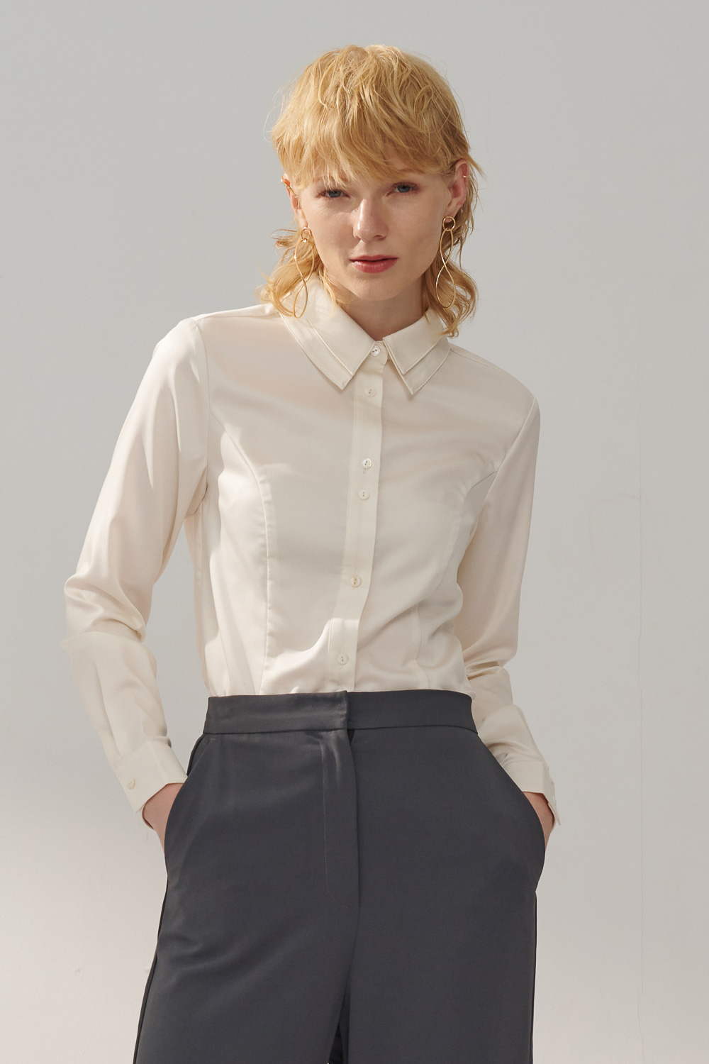 SST&C White Double Collar Slim Fit Shirt | 7562310004  (Outlet)_0