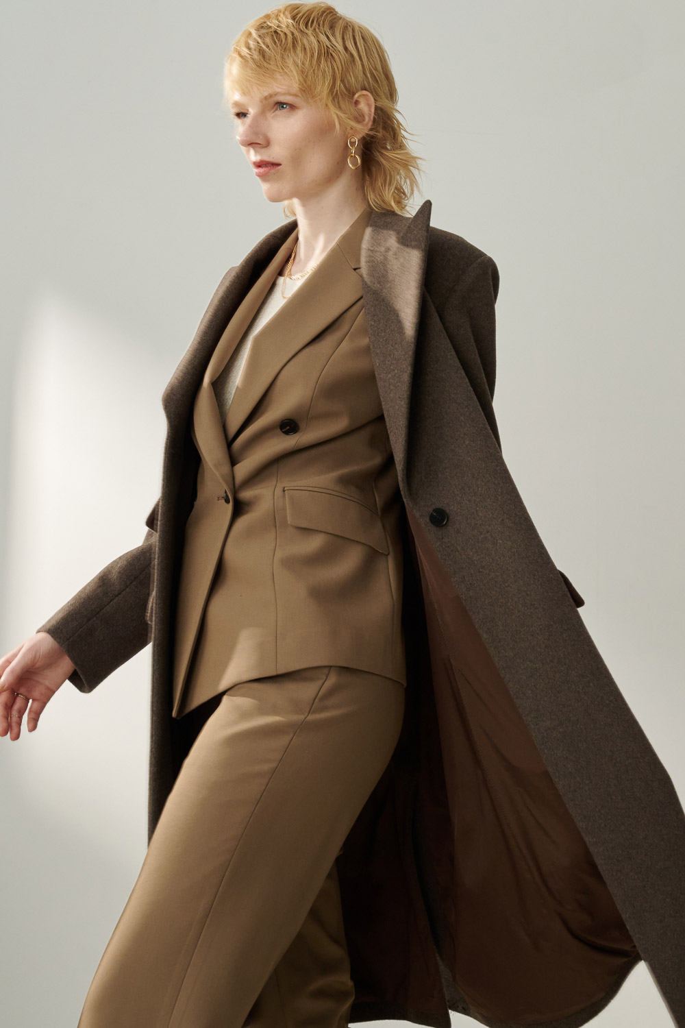 SST&C Dark Brown Large Lapel Wool Coat | 8962310006  (Outlet)_3