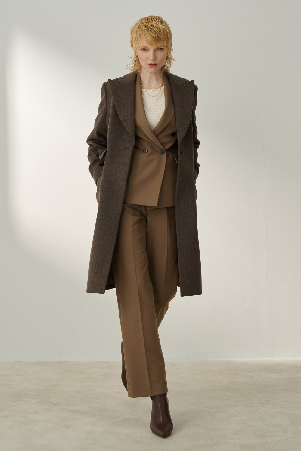 SST&C Dark Brown Large Lapel Wool Coat | 8962310006  (Outlet)_5