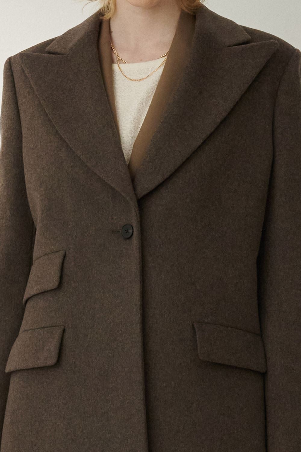 SST&C Dark Brown Large Lapel Wool Coat | 8962310006  (Outlet)_7