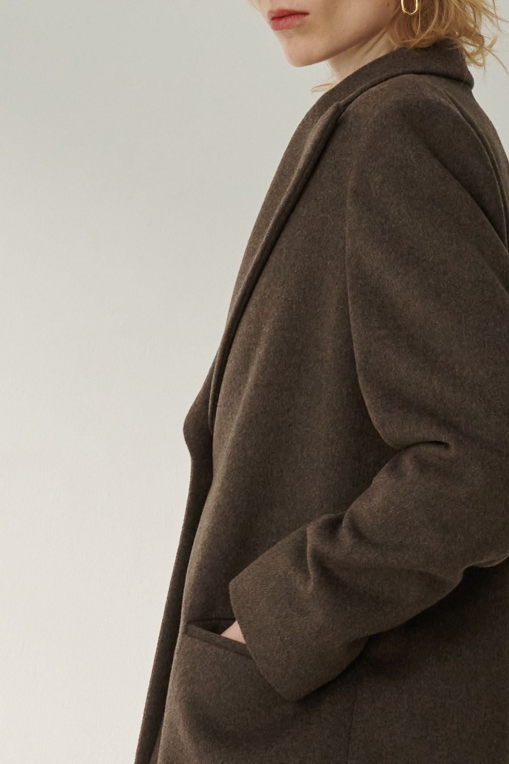 SST&C Dark Brown Large Lapel Wool Coat | 8962310006  (Outlet)_8