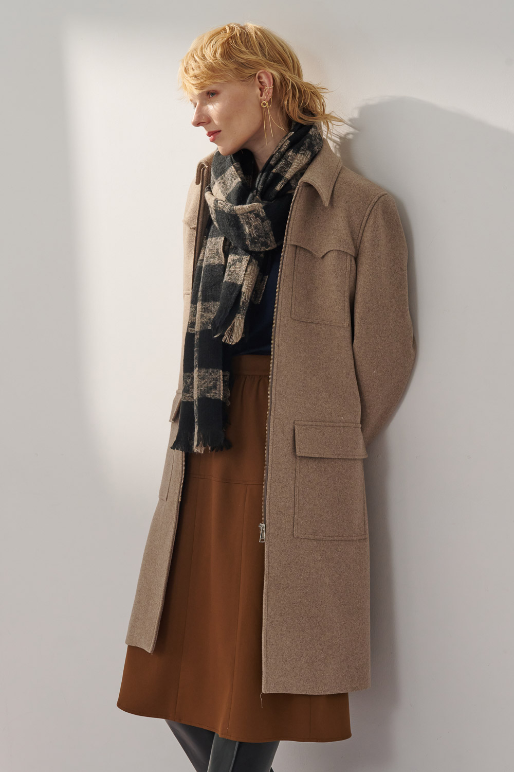 SST&C Wool Coat With Light Khaki Lapels and Straps | 8962310007  (Outlet)_0