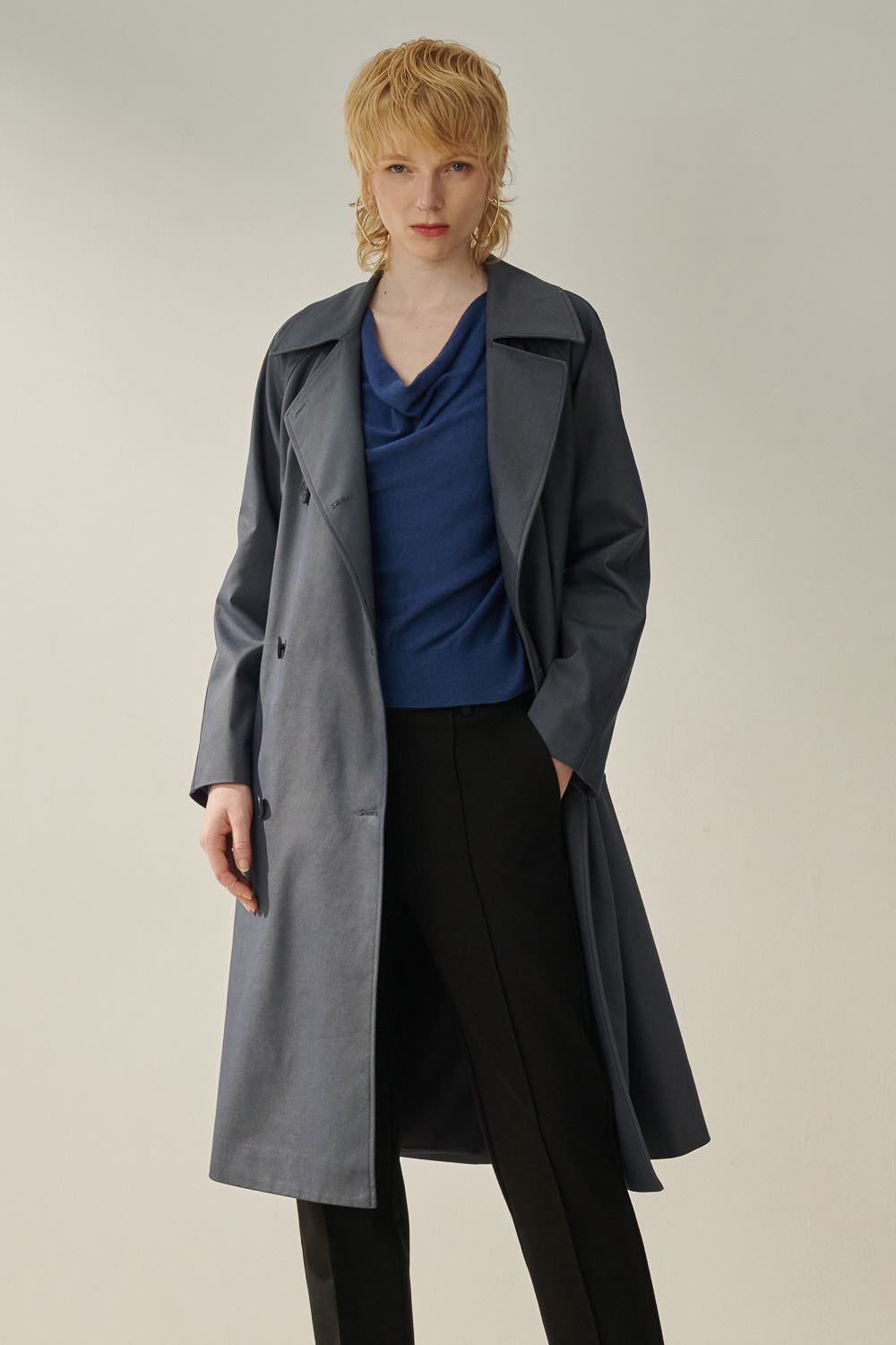 SST&C Simple Navy Blue Long Windbreaker | 8962310003  (Outlet)_1