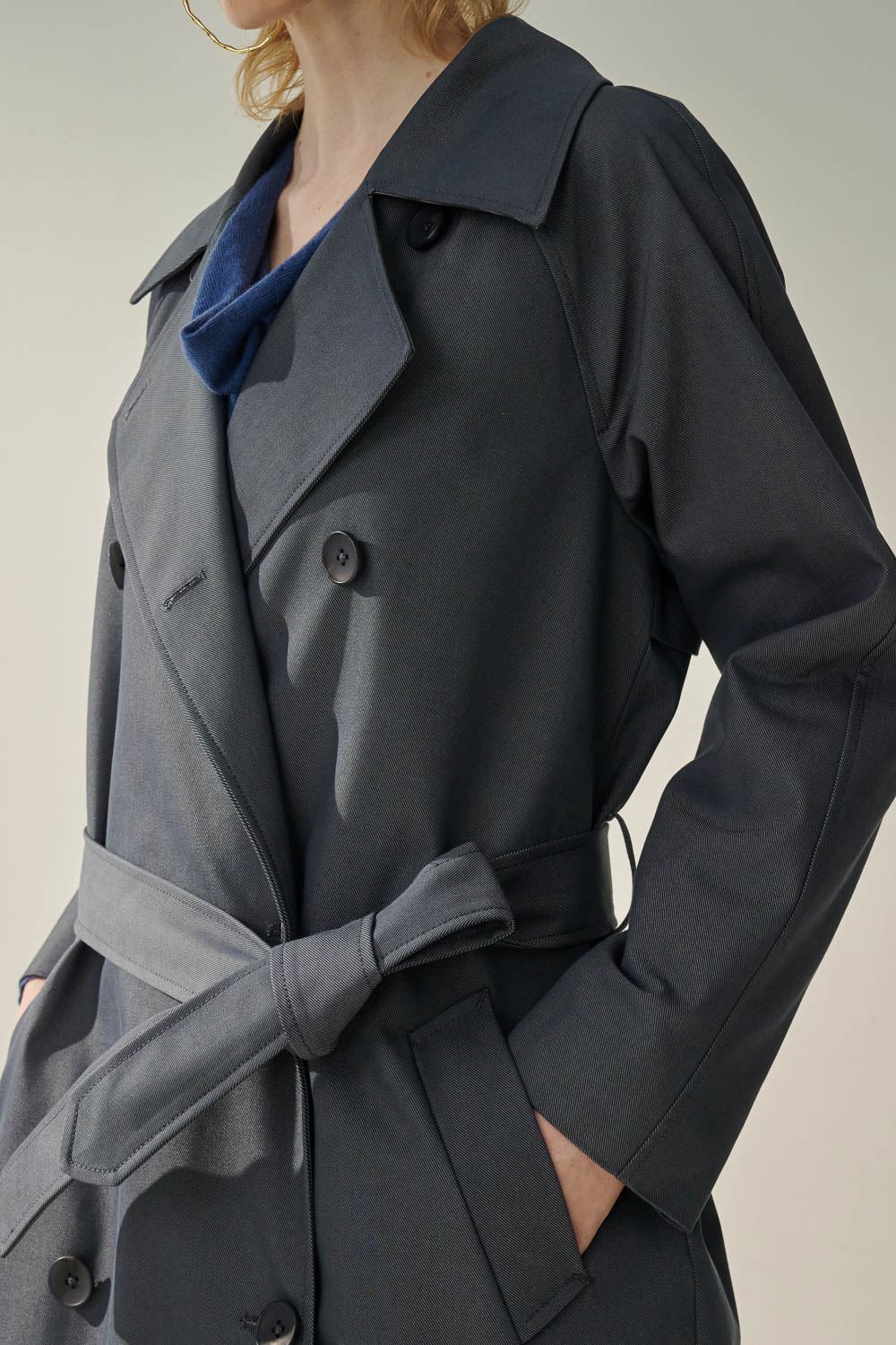 SST&C Simple Navy Blue Long Windbreaker | 8962310003  (Outlet)_3
