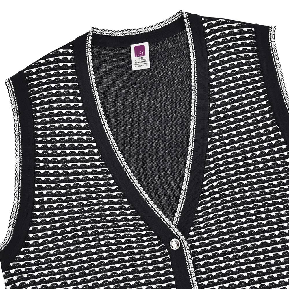 ILEY伊蕾 格紋小香風針織背心外套(深藍色；M-XL)1234405710_2