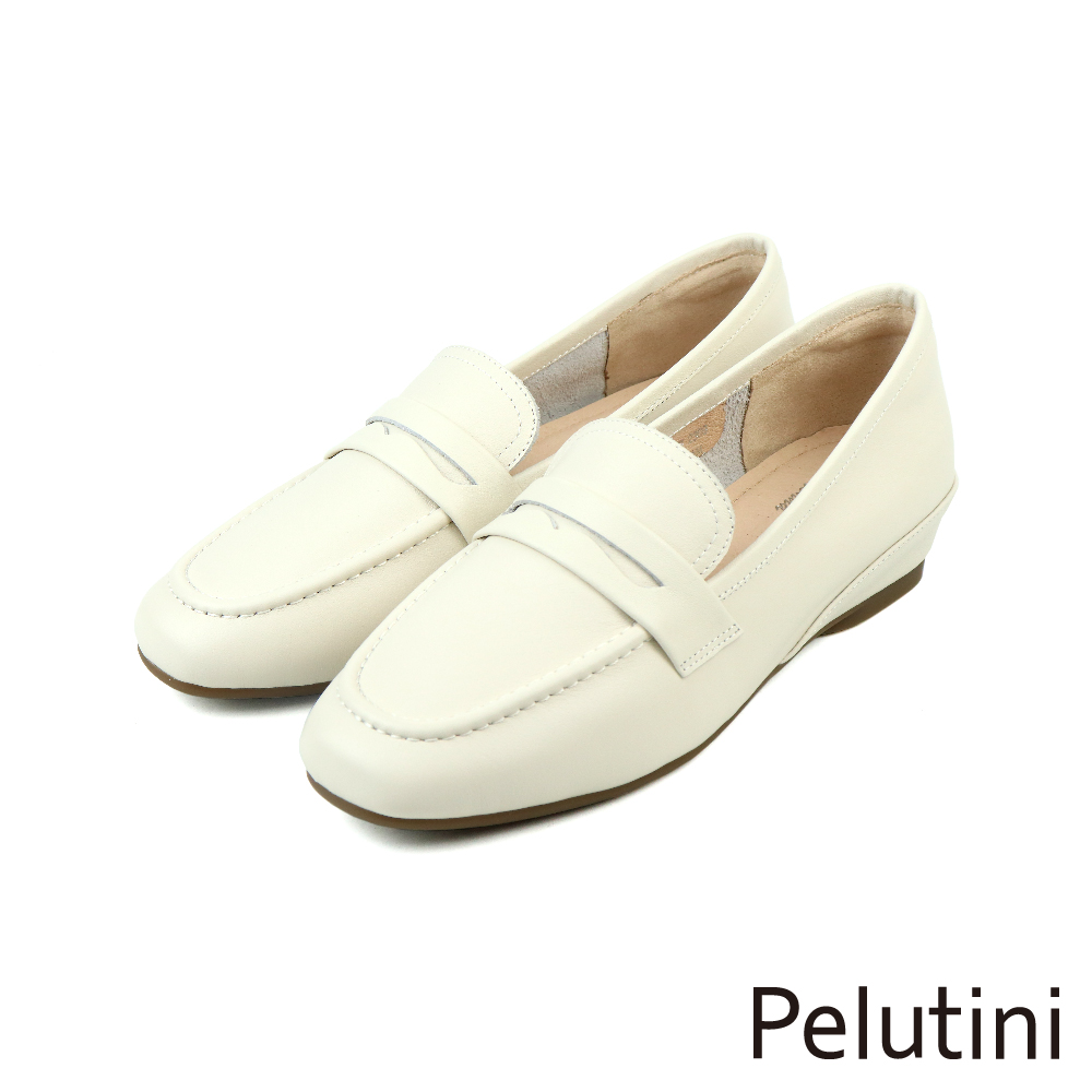 【Pelutini】經典氣質素面便士樂福鞋 白色(332001W-IV)