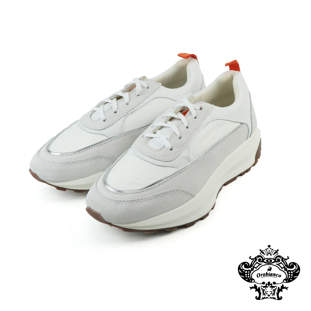 【Orobianco】厚底增高止滑綁帶休閒鞋  白色(OB3151-WH)