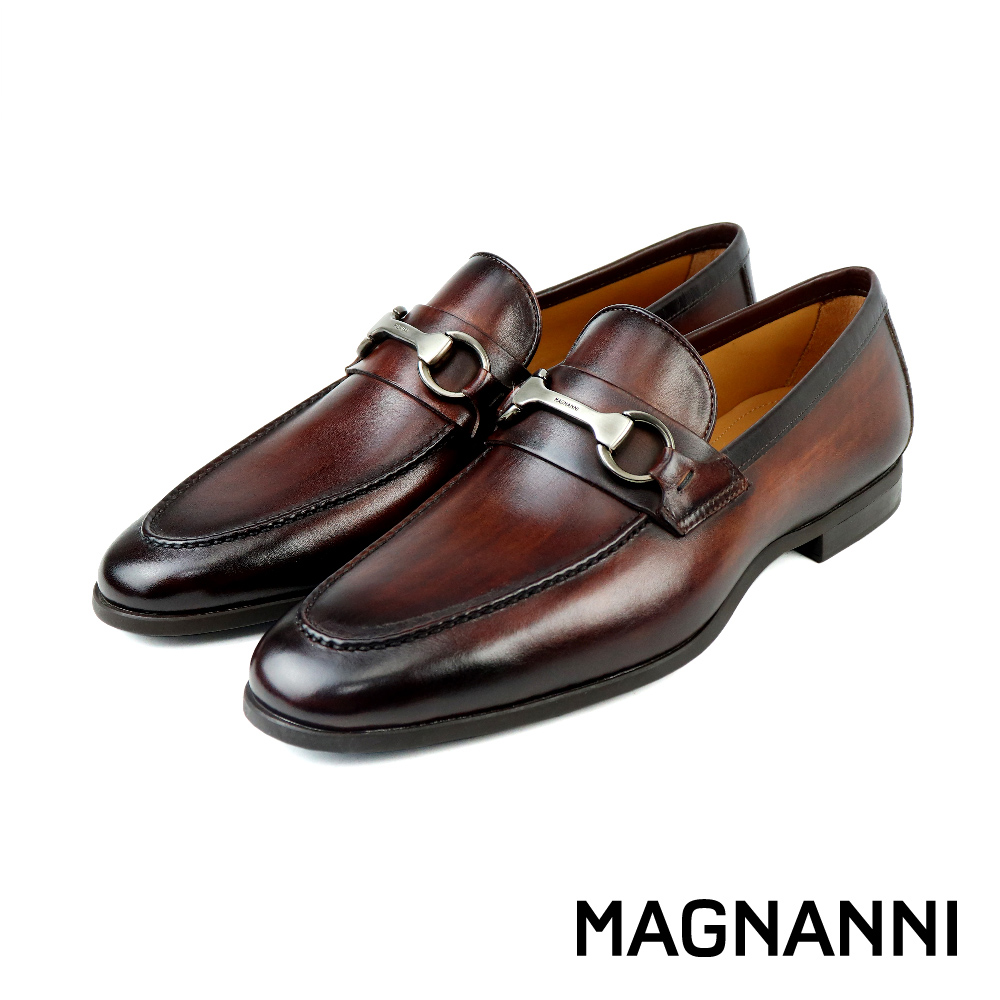 【MAGNANNI】經典質感馬銜釦樂福鞋  棕色(24377-MBR)