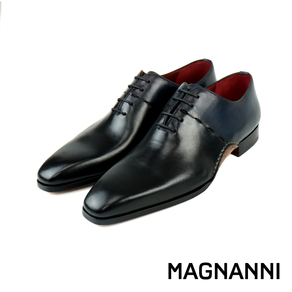 【MAGNANNI】西班牙雙色漸層綁帶牛津鞋  藍黑色(25242-BLNA)
